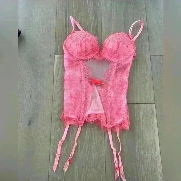 Victoria's Secret Other - Victoria’s Secret pink sparkle with garter strings Lingerie 32B